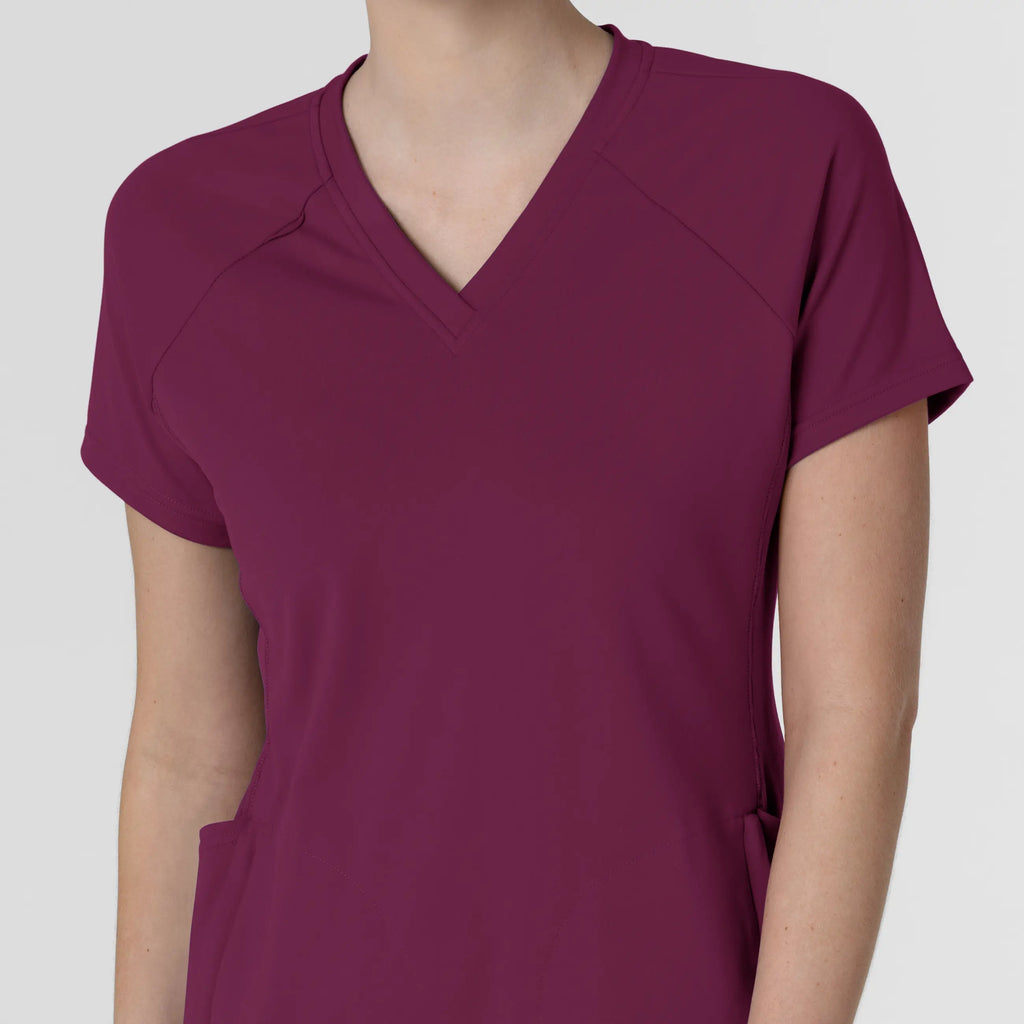 Wink Scrubs Knit Women's Flex-n-Reach V-Neck Raglan Scrub Top Wine | scrub-supply.com