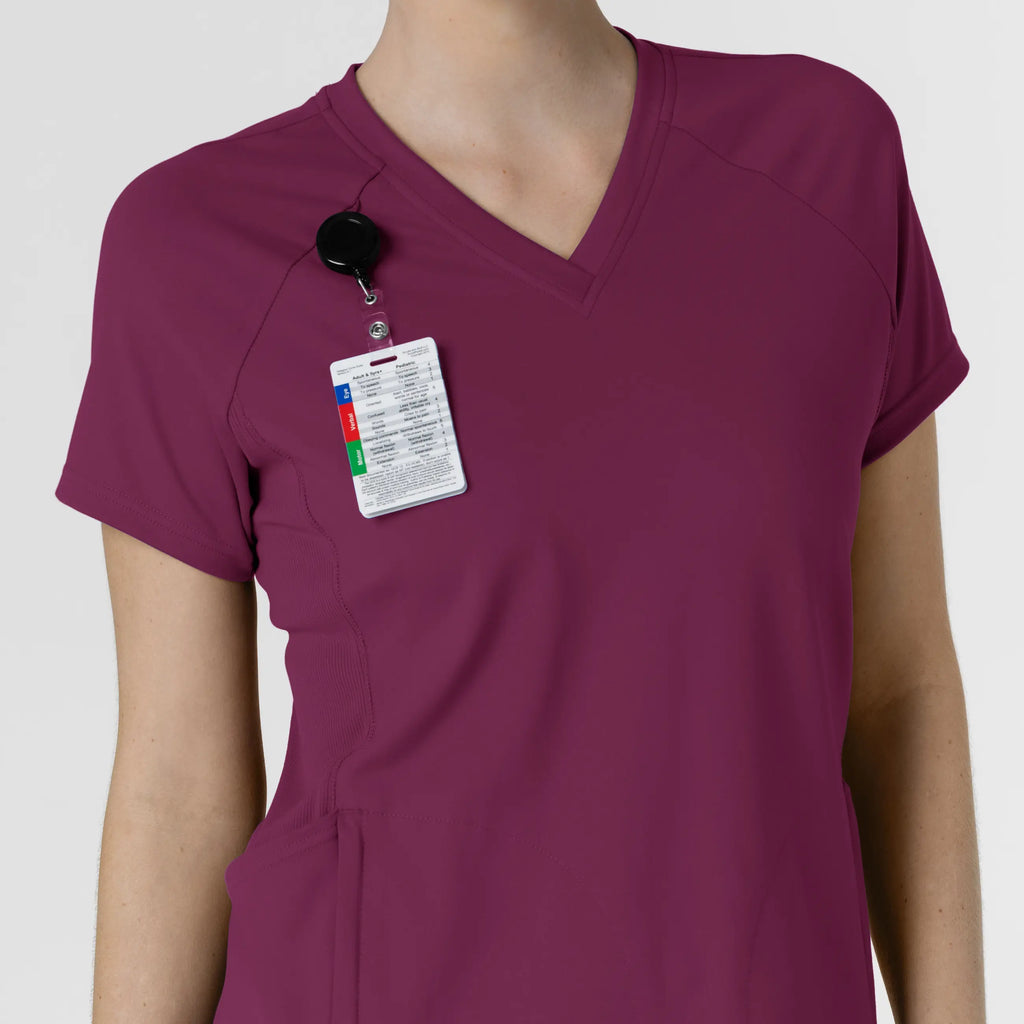 Wink Scrubs Knit Women's Flex-n-Reach V-Neck Raglan Scrub Top Wine | scrub-supply.com