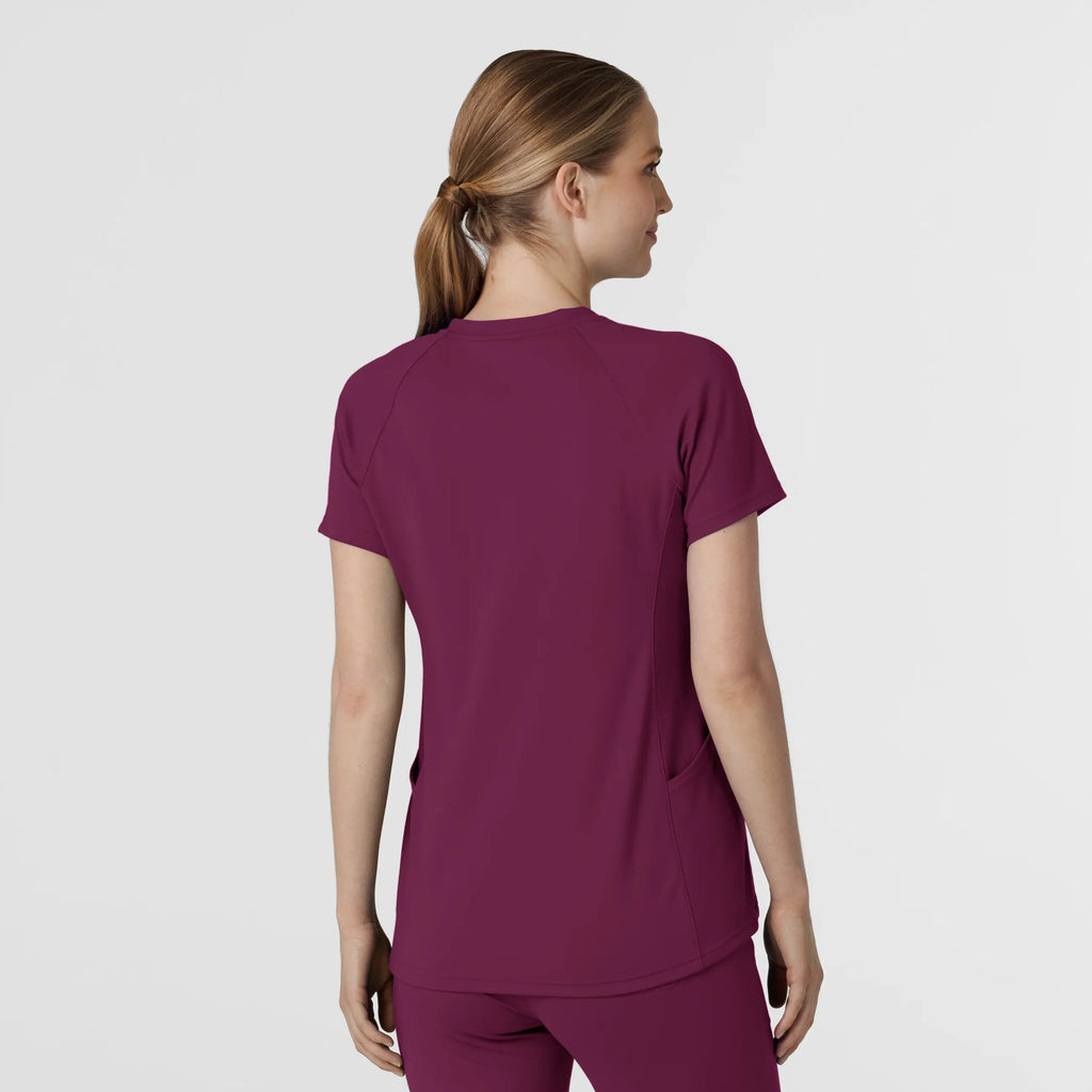 Wink Scrubs Knit Women's Flex-n-Reach V-Neck Raglan Scrub Top Wine | scrub-supply.com