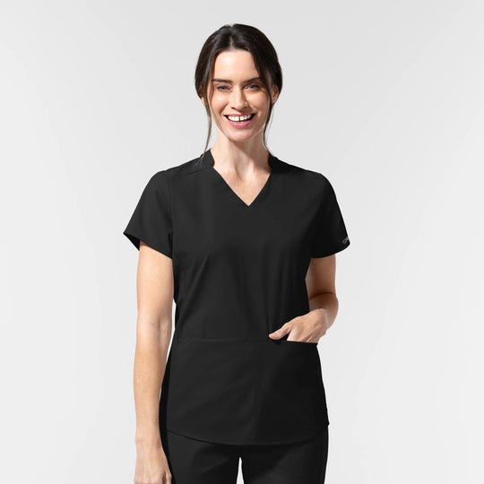 Wink Scrubs Women's Align V-Neck Scrub Top Black | scrub-supply.com