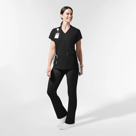 Wink Scrubs Women's Align V-Neck Scrub Top Black | scrub-supply.com