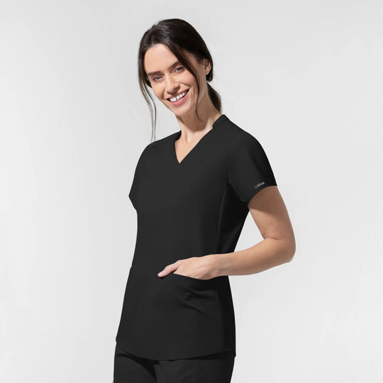 Wink Scrubs Women's Align V-Neck Scrub Top Black | scrub-supply.com