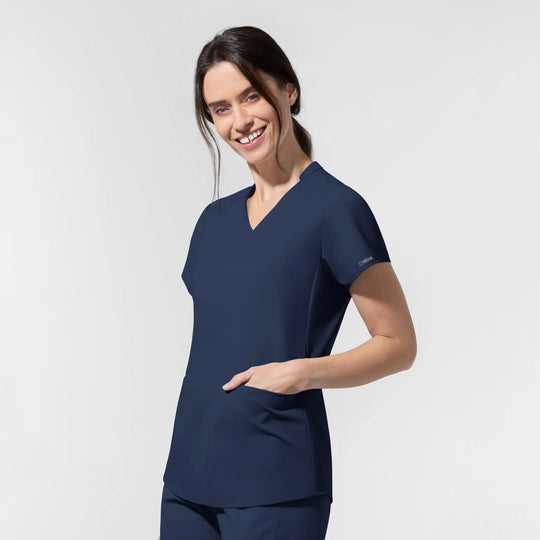 Wink Scrubs Women's Align V-Neck Scrub Top Navy | scrub-supply.com