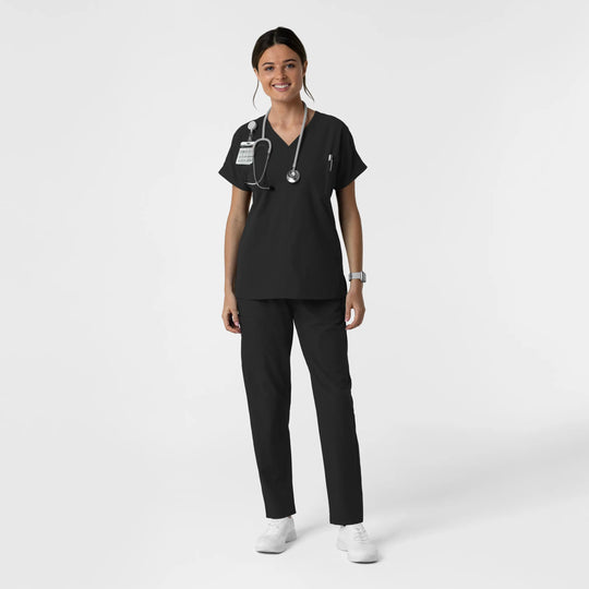 Wink Scrubs Women's Drop Shoulder Tunic Scrub Top Black | scrub-supply.com