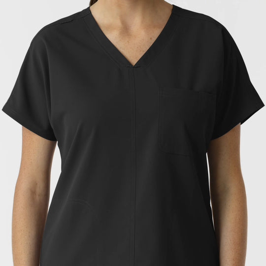 Wink Scrubs Women's Drop Shoulder Tunic Scrub Top Black | scrub-supply.com
