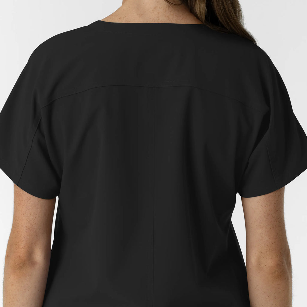 Wink Scrubs Women's Drop Shoulder Tunic Scrub Top Black | scrub-supply.com