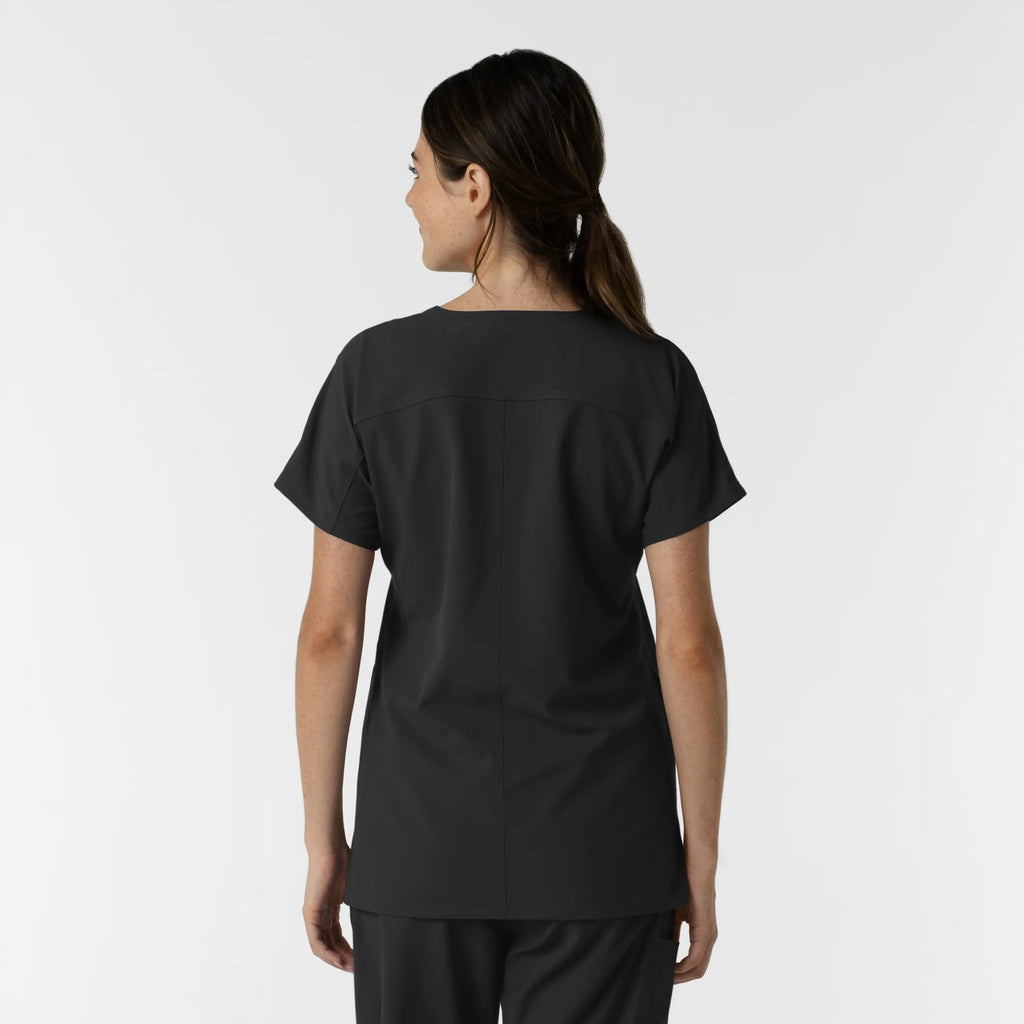 Wink Scrubs Women's Drop Shoulder Tunic Scrub Top Black | scrub-supply.com