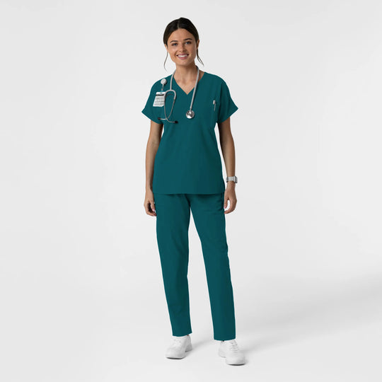 Wink Scrubs Women's Drop Shoulder Tunic Scrub Top Caribbean Blue | scrub-supply.com