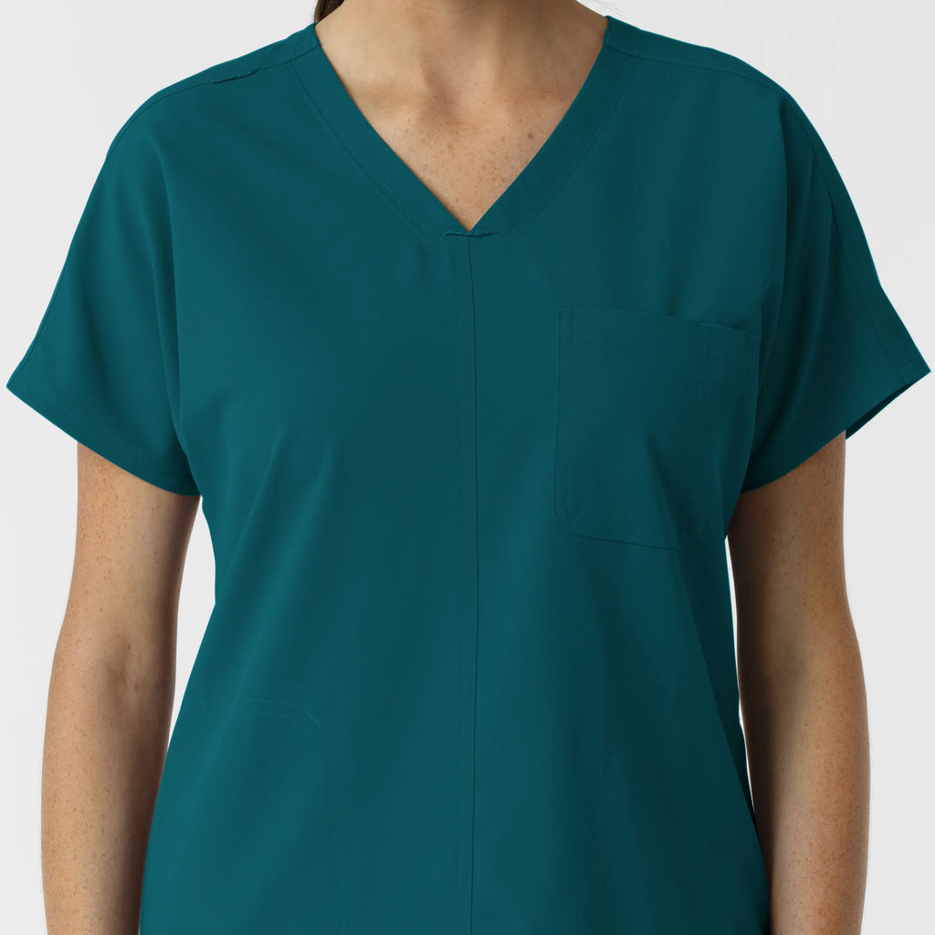 Wink Scrubs Women's Drop Shoulder Tunic Scrub Top Caribbean Blue | scrub-supply.com