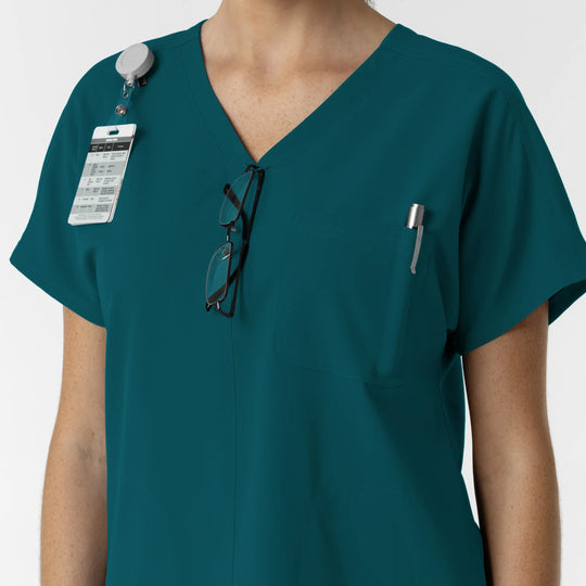 Wink Scrubs Women's Drop Shoulder Tunic Scrub Top Caribbean Blue | scrub-supply.com