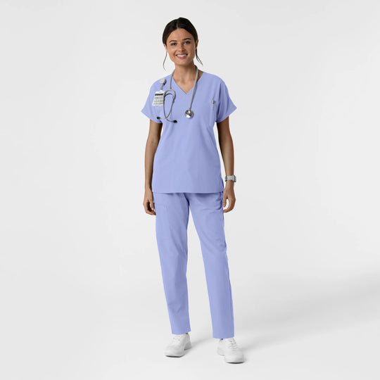 Wink Scrubs Women's Drop Shoulder Tunic Scrub Top Ceil Blue | scrub-supply.com