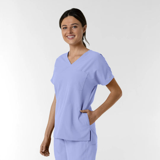 Wink Scrubs Women's Drop Shoulder Tunic Scrub Top Ceil Blue | scrub-supply.com