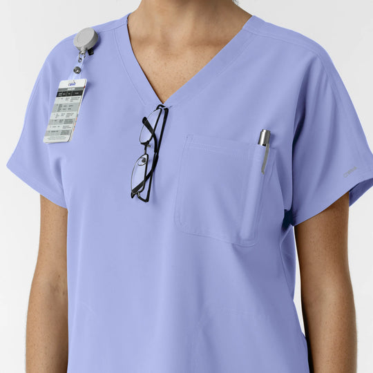 Wink Scrubs Women's Drop Shoulder Tunic Scrub Top Ceil Blue | scrub-supply.com