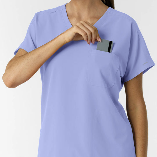 Wink Scrubs Women's Drop Shoulder Tunic Scrub Top Ceil Blue | scrub-supply.com