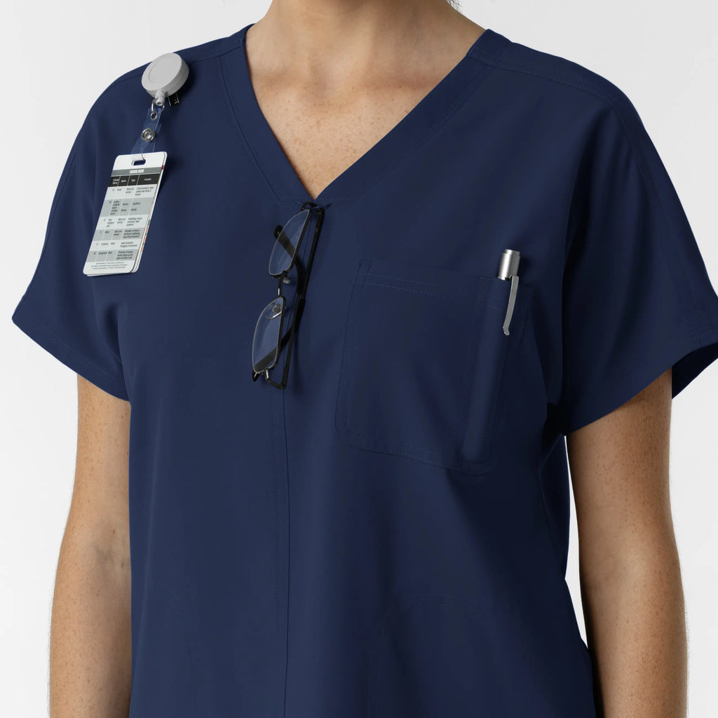 Wink Scrubs Women's Drop Shoulder Tunic Scrub Top Navy | scrub-supply.com