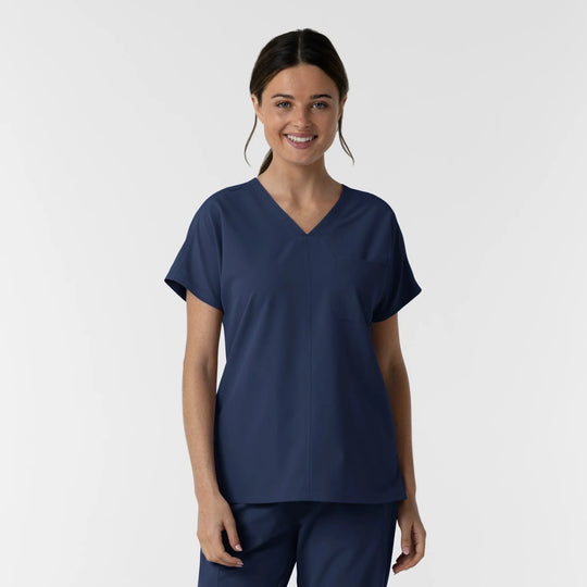 Wink Scrubs Women's Drop Shoulder Tunic Scrub Top Navy | scrub-supply.com