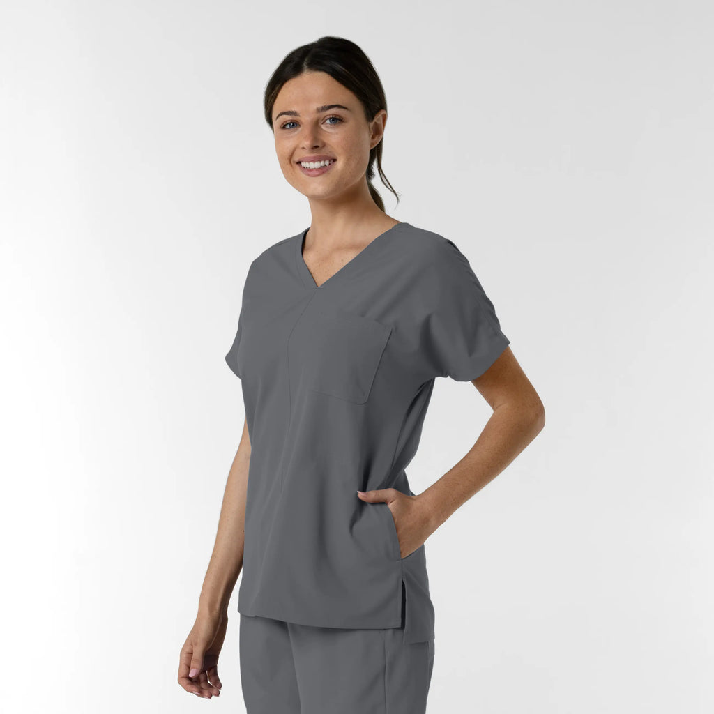 Wink Scrubs Women's Drop Shoulder Tunic Scrub Top Pewter | scrub-supply.com