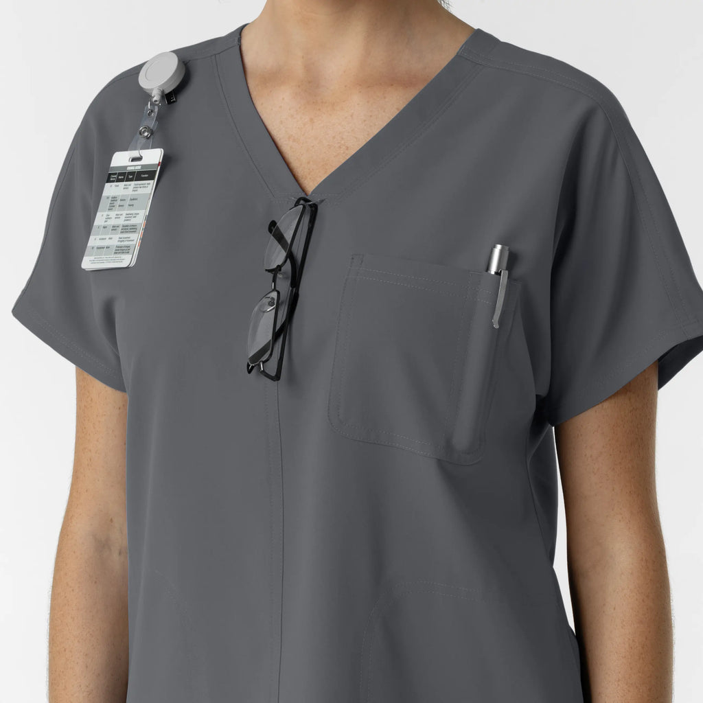 Wink Scrubs Women's Drop Shoulder Tunic Scrub Top Pewter | scrub-supply.com