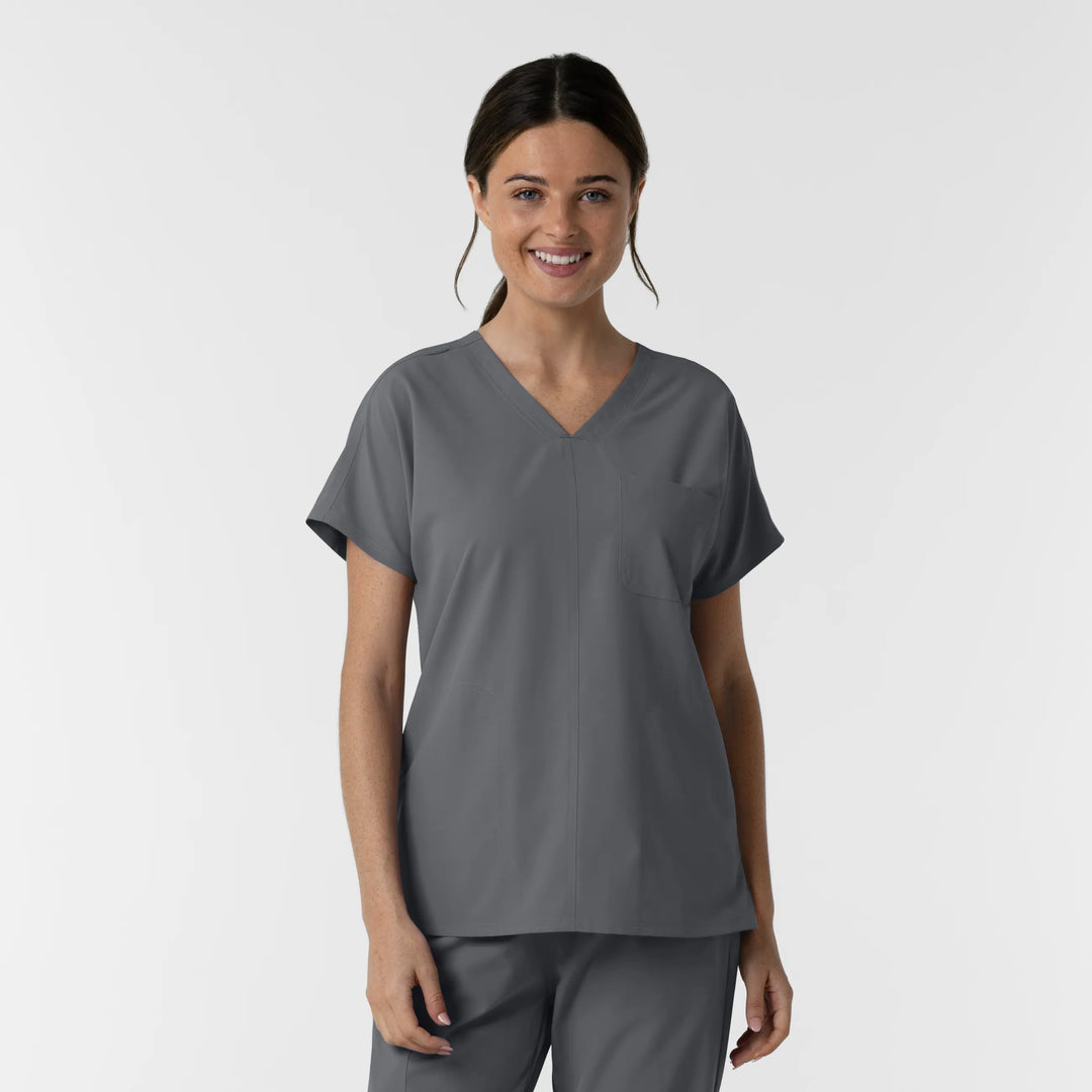 Wink Scrubs Women's Drop Shoulder Tunic Scrub Top Pewter | scrub-supply.com