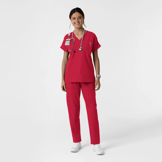 Wink Scrubs Women's Drop Shoulder Tunic Scrub Top Red | scrub-supply.com