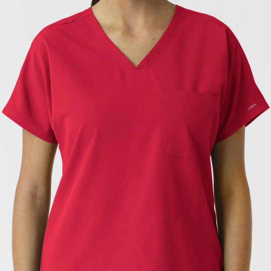 Wink Scrubs Women's Drop Shoulder Tunic Scrub Top Red | scrub-supply.com