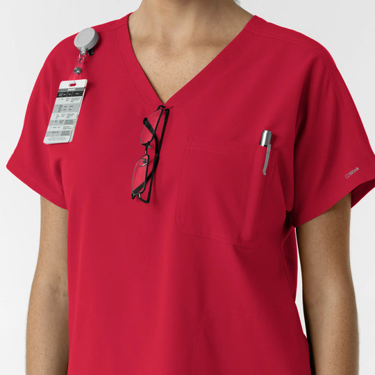 Wink Scrubs Women's Drop Shoulder Tunic Scrub Top Red | scrub-supply.com