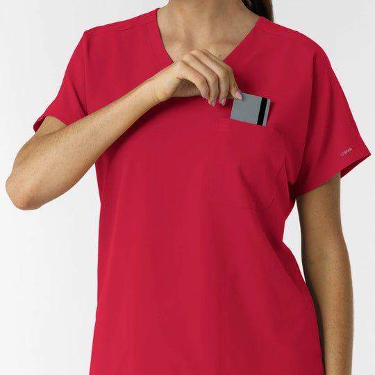 Wink Scrubs Women's Drop Shoulder Tunic Scrub Top Red | scrub-supply.com