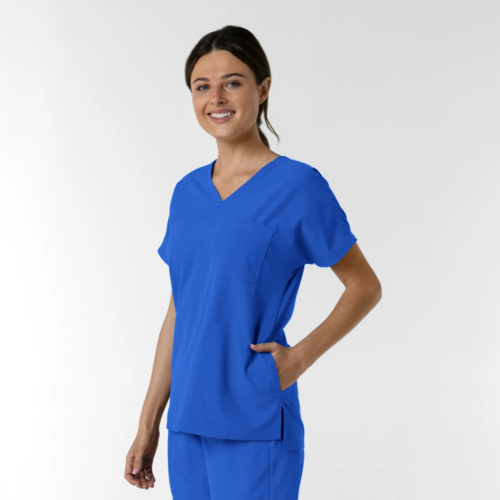 Wink Scrubs Women's Drop Shoulder Tunic Scrub Top Royal Blue | scrub-supply.com
