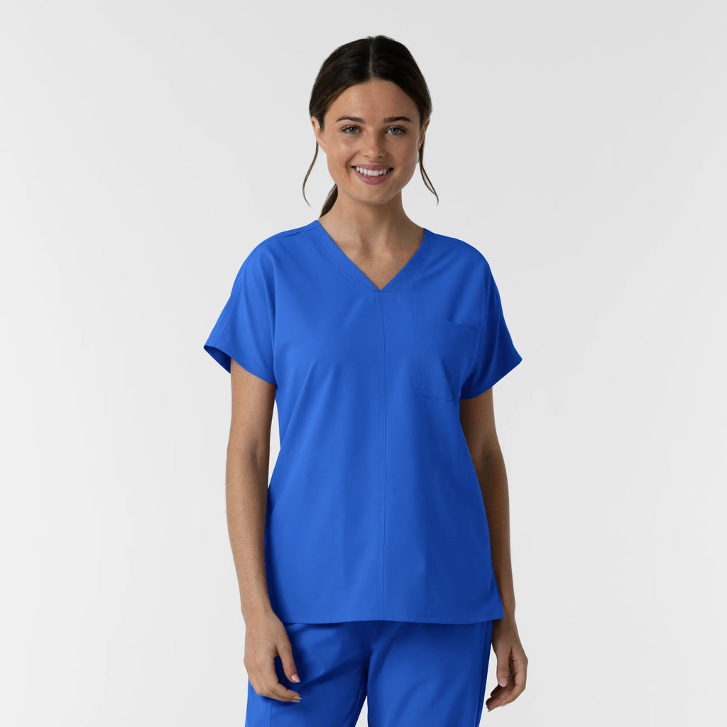 Wink Scrubs Women's Drop Shoulder Tunic Scrub Top Royal Blue | scrub-supply.com