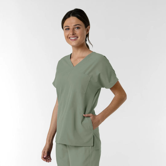 Wink Scrubs Women's Drop Shoulder Tunic Scrub Top Sage | scrub-supply.com