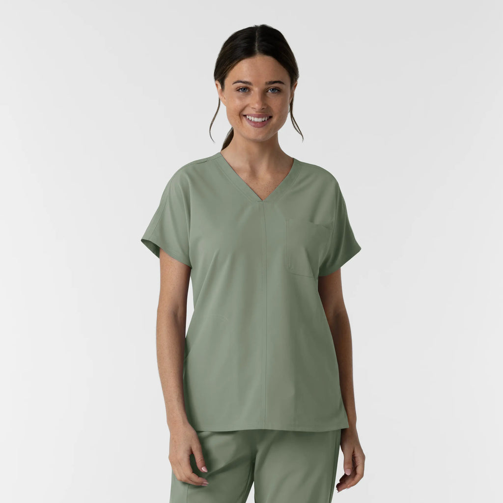 Wink Scrubs Women's Drop Shoulder Tunic Scrub Top Sage | scrub-supply.com