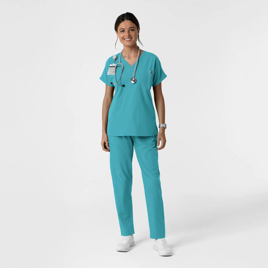 Wink Scrubs Women's Drop Shoulder Tunic Scrub Top Teal | scrub-supply.com