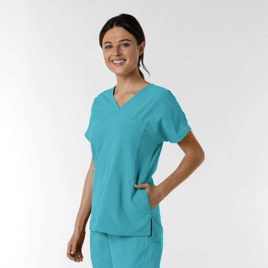 Wink Scrubs Women's Drop Shoulder Tunic Scrub Top Teal | scrub-supply.com
