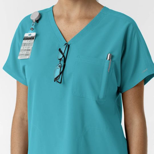 Wink Scrubs Women's Drop Shoulder Tunic Scrub Top Teal | scrub-supply.com
