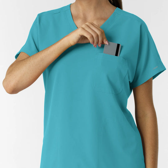 Wink Scrubs Women's Drop Shoulder Tunic Scrub Top Teal | scrub-supply.com