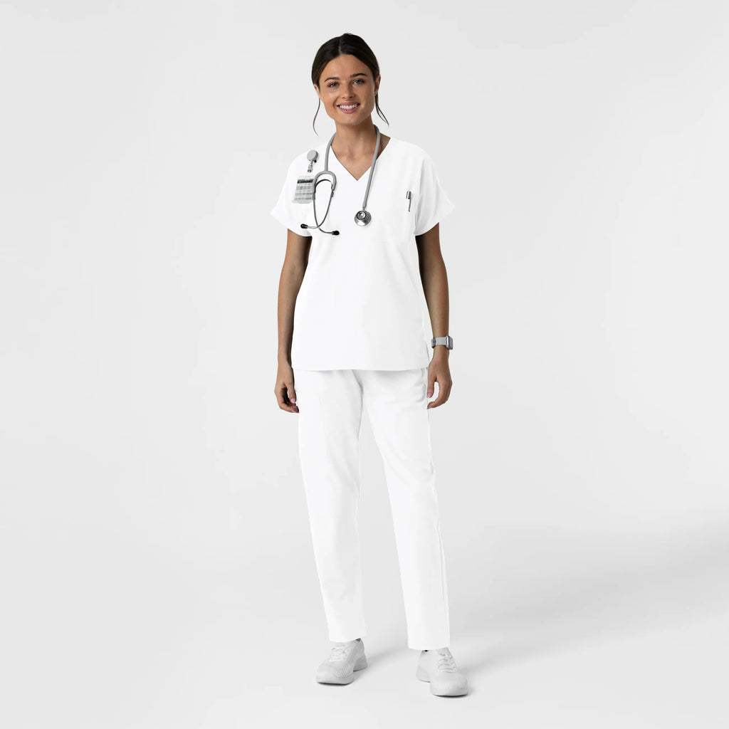 Wink Scrubs Women's Drop Shoulder Tunic Scrub Top White | scrub-supply.com