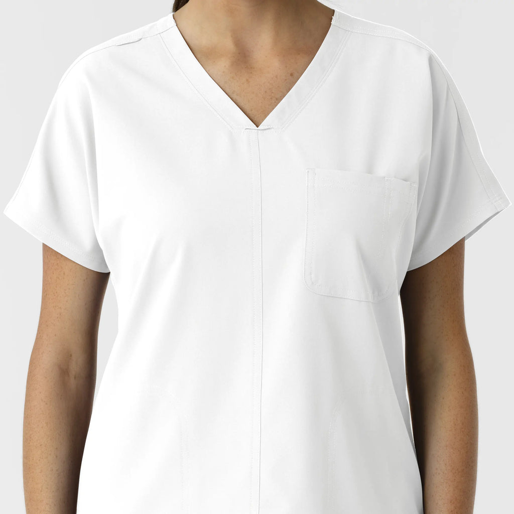 Wink Scrubs Women's Drop Shoulder Tunic Scrub Top White | scrub-supply.com