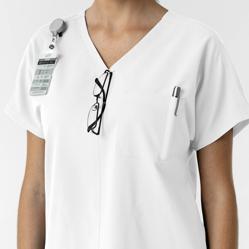 Wink Scrubs Women's Drop Shoulder Tunic Scrub Top White | scrub-supply.com