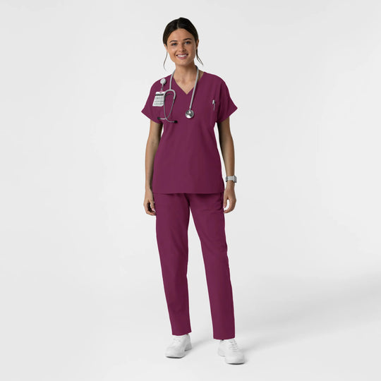 Wink Scrubs Women's Drop Shoulder Tunic Scrub Top Wine | scrub-supply.com