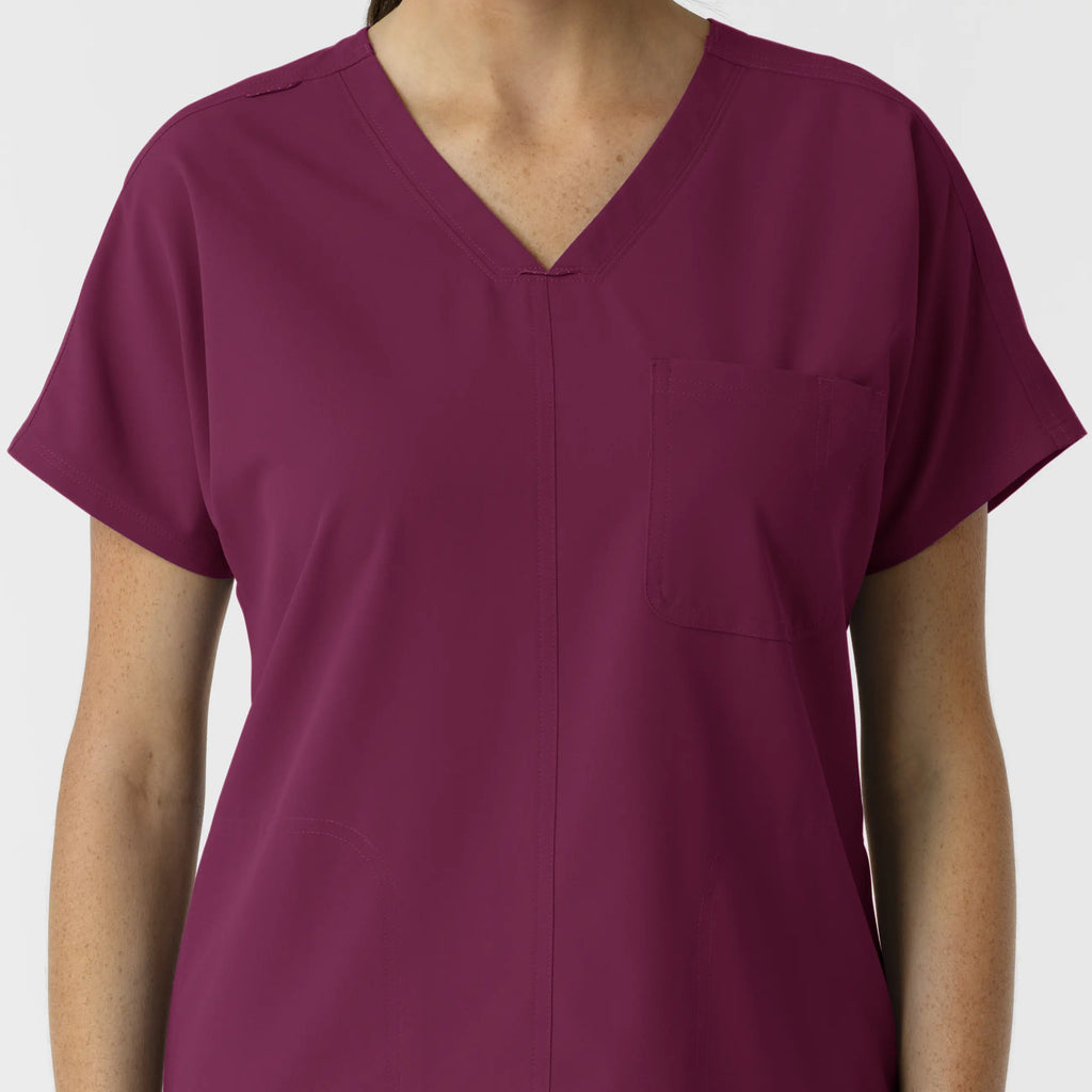 Wink Scrubs Women's Drop Shoulder Tunic Scrub Top Wine | scrub-supply.com