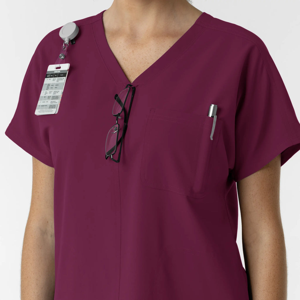 Wink Scrubs Women's Drop Shoulder Tunic Scrub Top Wine | scrub-supply.com