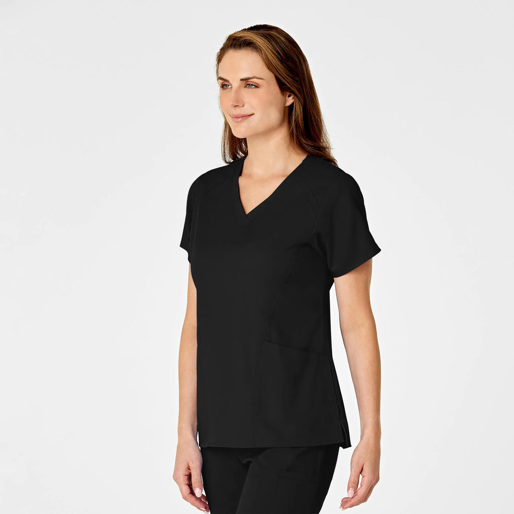 Wink Scrubs Women's 4 Pocket V-Neck Scrub Top Black | scrub-supply.com