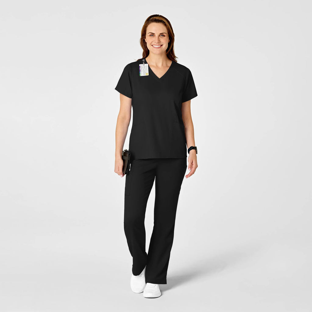 Wink Scrubs Women's 4 Pocket V-Neck Scrub Top Black | scrub-supply.com