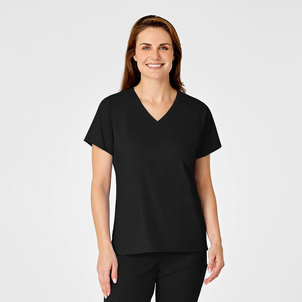 Wink Scrubs Women's 4 Pocket V-Neck Scrub Top Black | scrub-supply.com