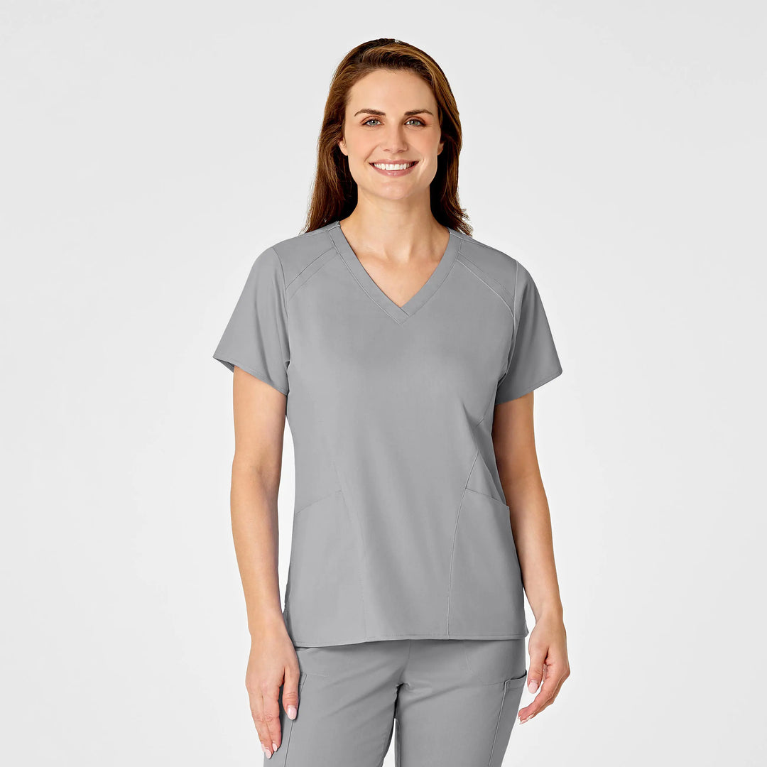 Wink Scrubs Women's 4 Pocket V-Neck Scrub Top Grey | scrub-supply.com