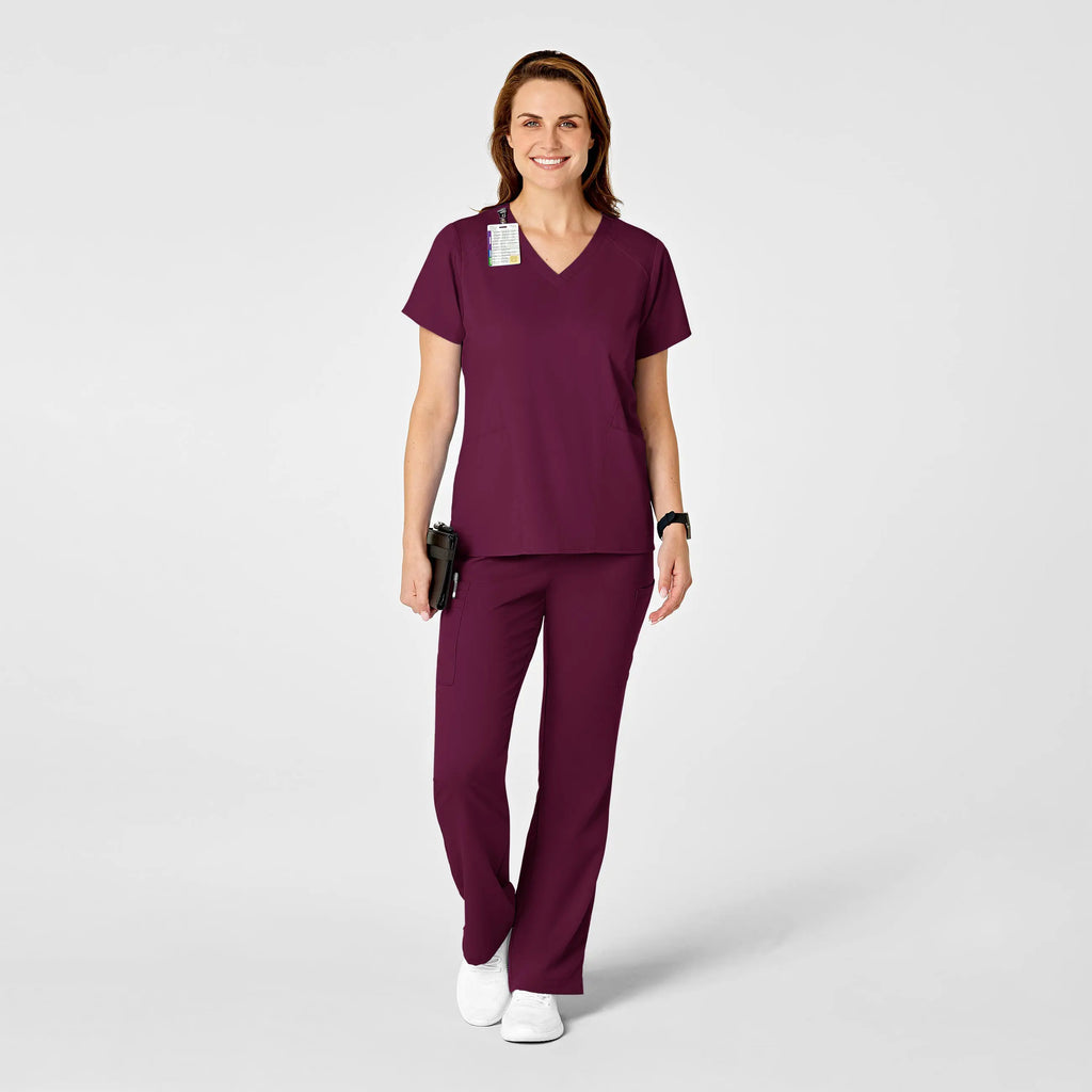 Wink Scrubs Women's 4 Pocket V-Neck Scrub Top Wine | scrub-supply.com