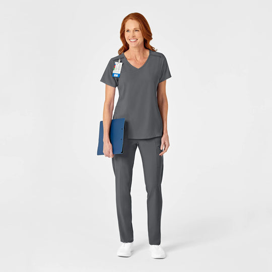 Wink Scrubs Women's RENEW Mock Wrap Scrub Top Pewter | scrub-supply.com