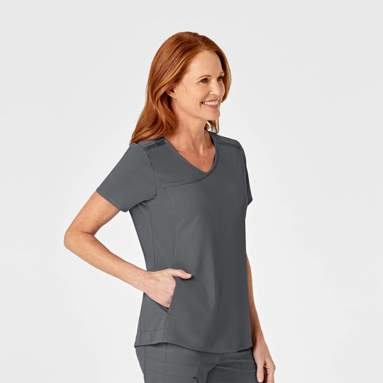 Wink Scrubs Women's RENEW Mock Wrap Scrub Top Pewter | scrub-supply.com