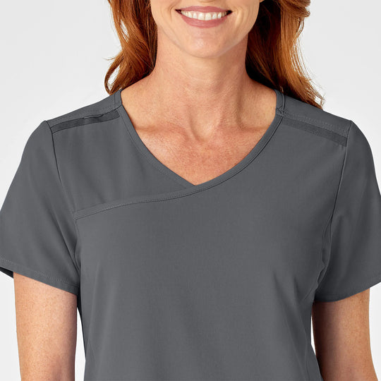 Wink Scrubs Women's RENEW Mock Wrap Scrub Top Pewter | scrub-supply.com