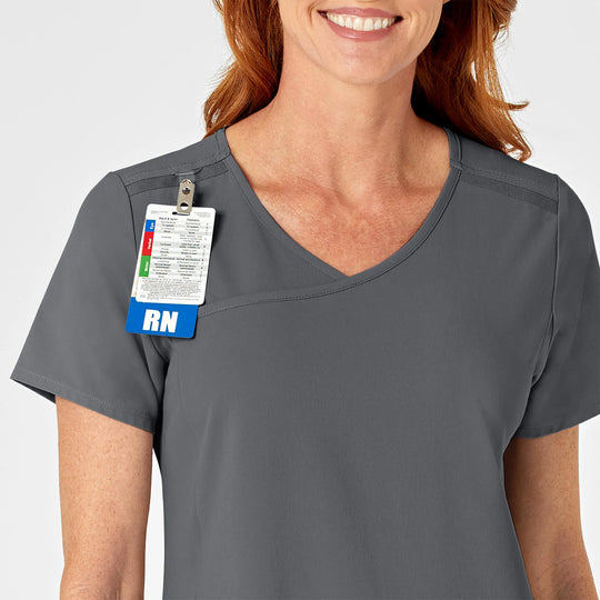 Wink Scrubs Women's RENEW Mock Wrap Scrub Top Pewter | scrub-supply.com
